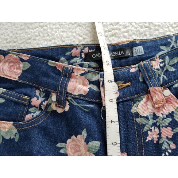 Gabby Isabella Womens Denim Floral Printed Pants Straight Leg Jeans Size 4 - Picture 6 of 9